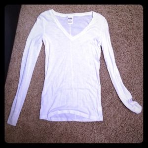 White Victoria's Secret Long Sleeve V-Neck