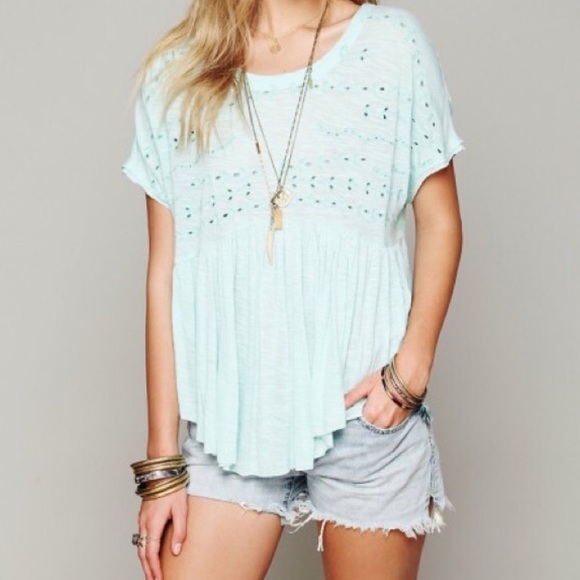 Free People Tops - Free People sweetart boxy top mint blue