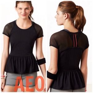 American eagle black mesh workout peplum