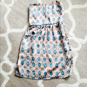 Silk Watercolor Strapless Dress