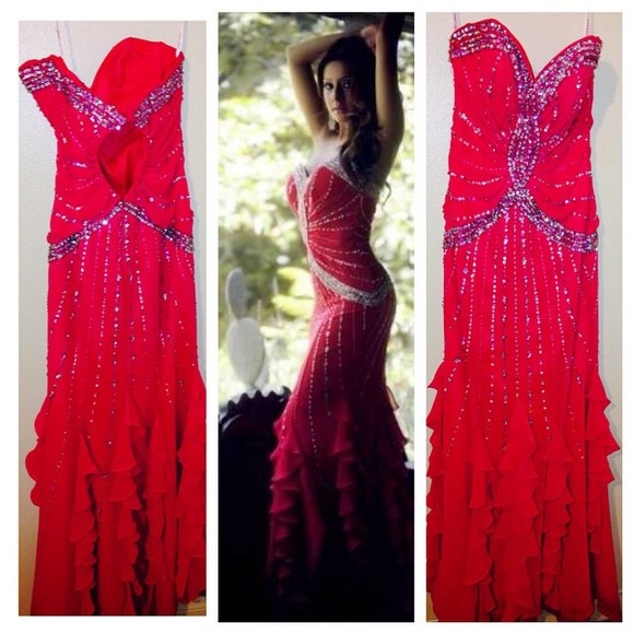 Pink rhinestones prom/pageant dress
