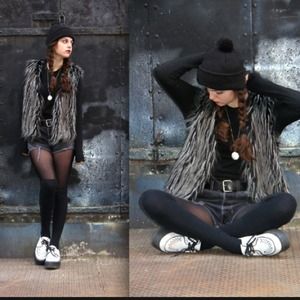 Faux fur vest.
