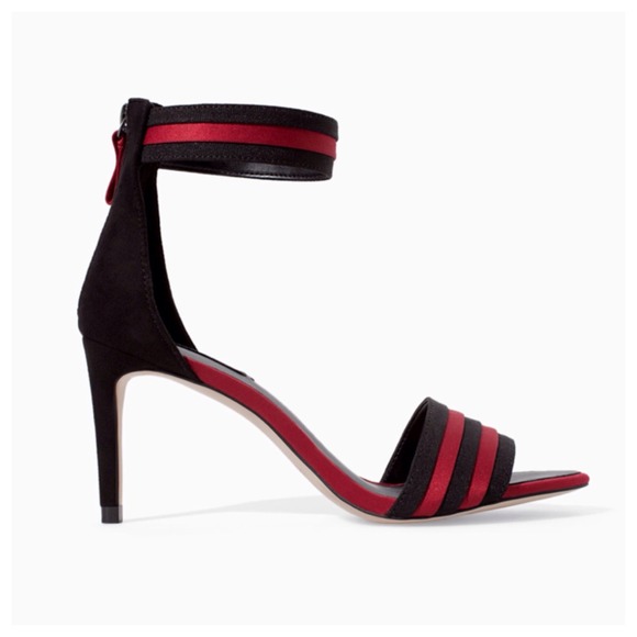 Zara Shoes - 🎉HP🎊❤️ZARA NWT BLACK AND RED STRIPED HEEL❤️