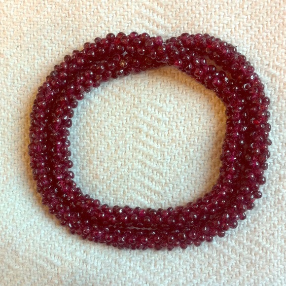 Long Maroon Glass-beaded Necklace