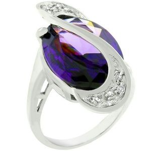 Pave Strip Amethyst Ring