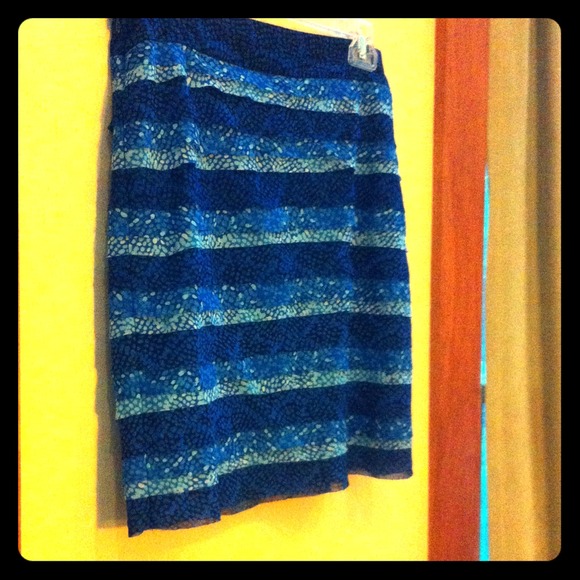 WHBM Blue Ruffled Pencil Skirt