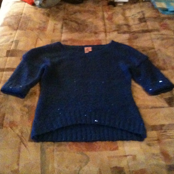 Royal blue sequin sweater w/scarf