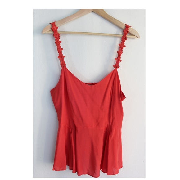 π΄SOLDπ΄ Orange Peplum Blouse - Picture 2 of 4