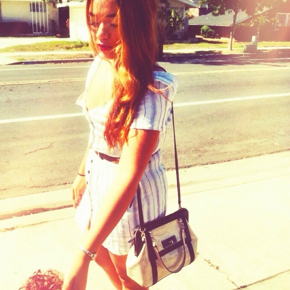 Pinstripe button down dress