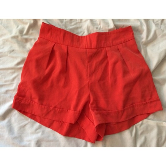 Orange high waisted shorts