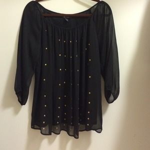Black Blouse with Gold Studs.