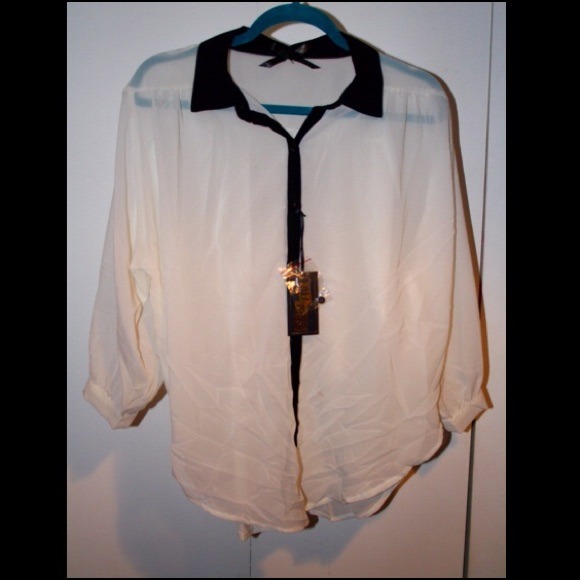 Black & white sheer top