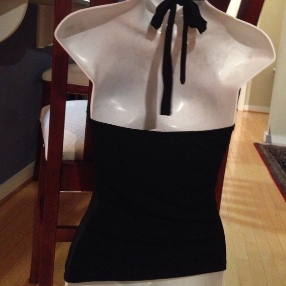 🚫 NO TRADE BLACK HALTER W/LACE OVER BUST SZ M - Picture 3 of 4