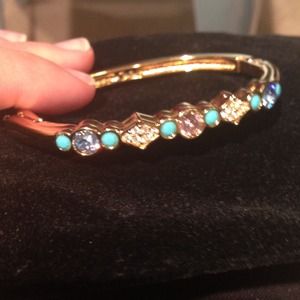 Swarovski crystal and gold bracelet/bangle