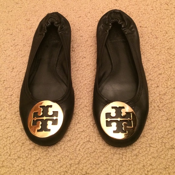 Tory Burch Ballet Flats- Black with gold