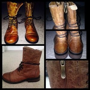 Real leather combat boots