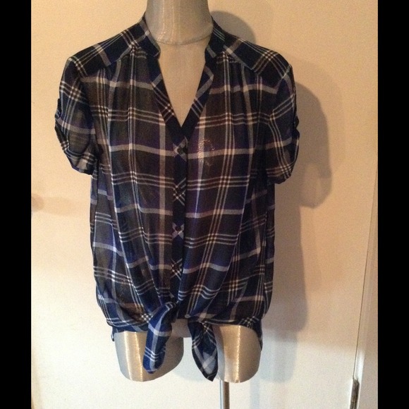 Blue plaid button down