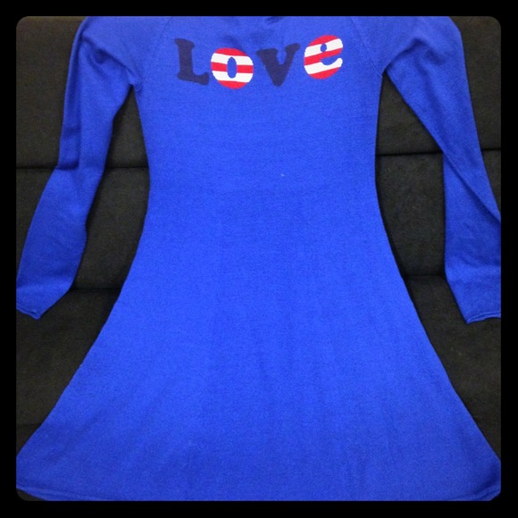 Betsey Johnson blue sweater dress size large.