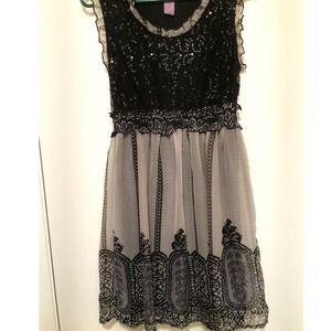 Black and beige dress with sequins