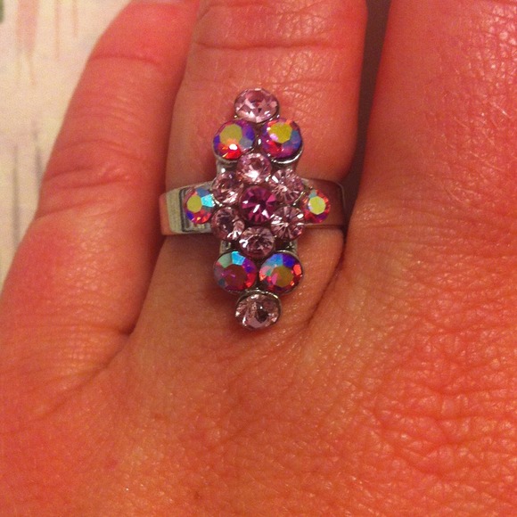 Pink rhinestone ring