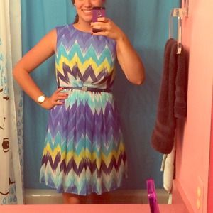 Colorful Dressbarn dress w/ belt