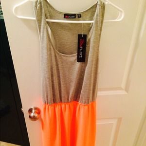 Neon coral hi low dress