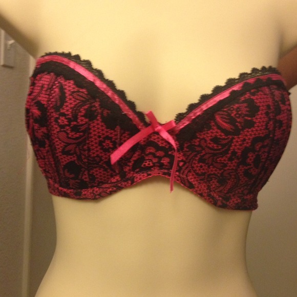 Pink and black bra