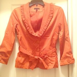 Last Kiss Orange ruffle 3/4 sleeve jacket Sz: M