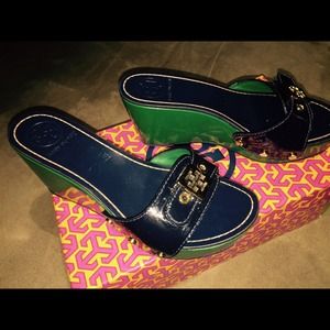 Tory Burch patent wedges