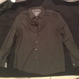 Men's Black and grey pinstripe button up shirt