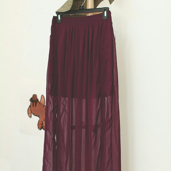 Purple slit maxi skirt