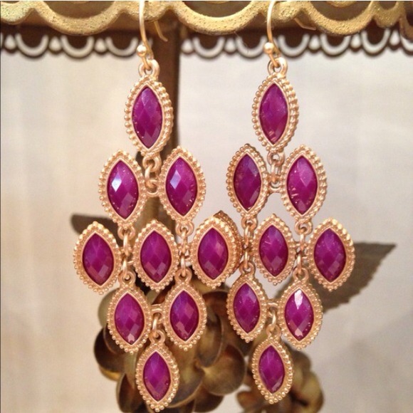 NEW Purple Chandelier Gold French Wire Earrings