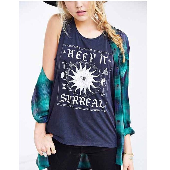 Keep It Surreal Charcoal Grey Tank Top