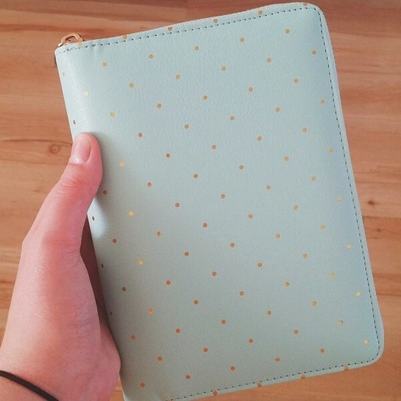 Mint planner with gold dots agenda organizer