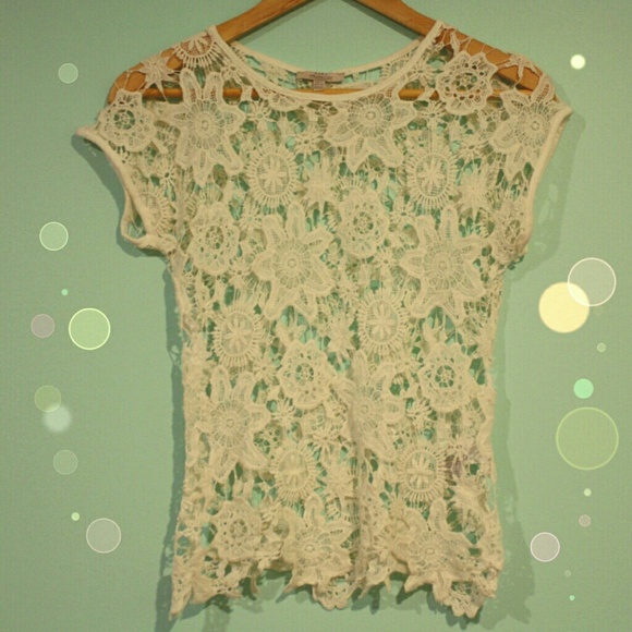 Zara white ecru crochet embroidered floral top