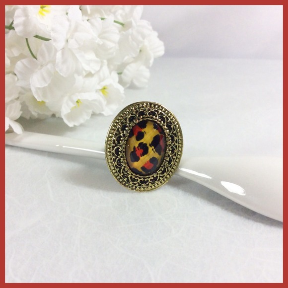 Leopard Print Statement Ring