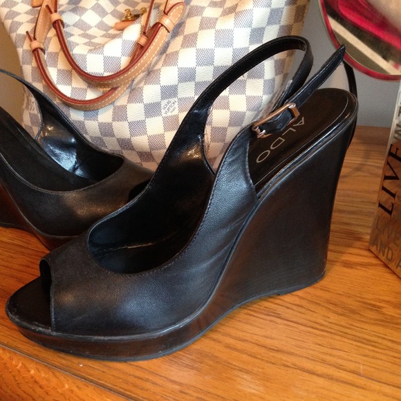 Aldo Black Wedge Pumps