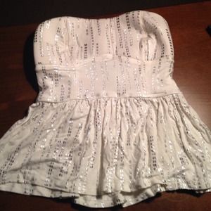 Cream and silver tube top