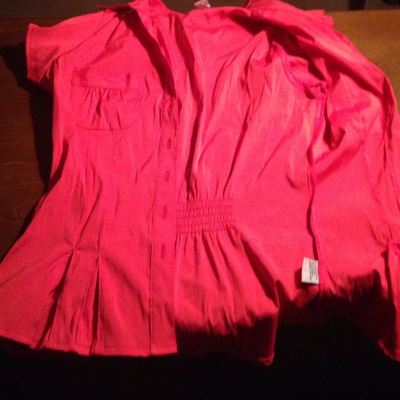 Red short sleeve button down