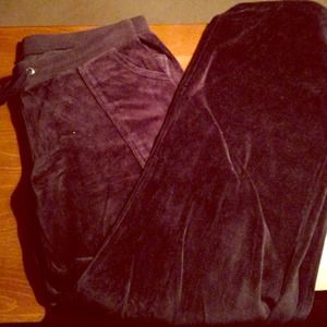 Black velour sweat pants