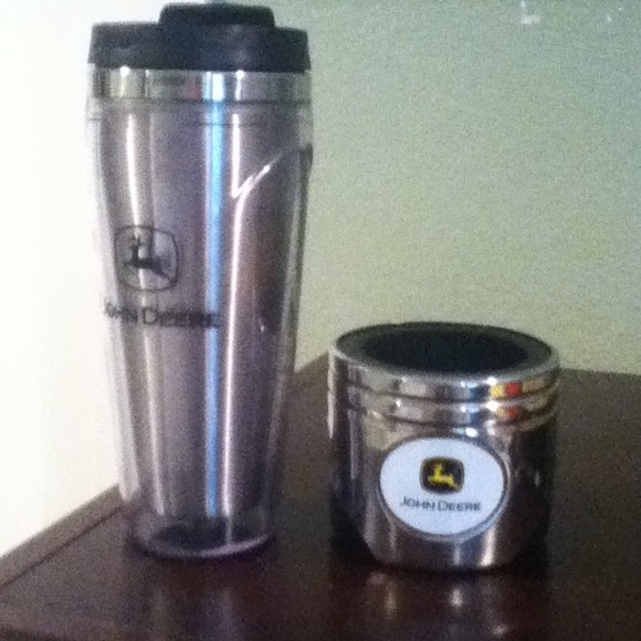 **SOLD in Bundle**. JD coffee mug/can cooler