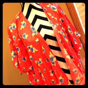 🌹🌻coral floral kimono🌺🌺