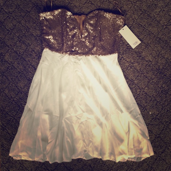 Gold sequin and white dress from Tobi