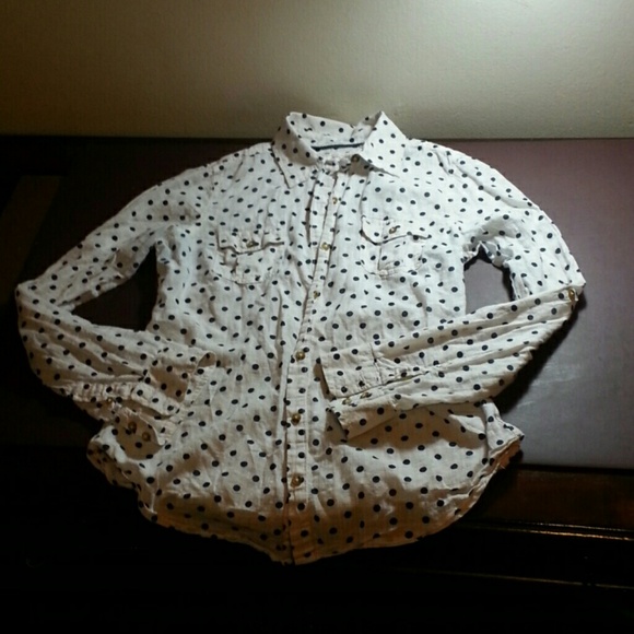 White and Navy Button Up Shirt