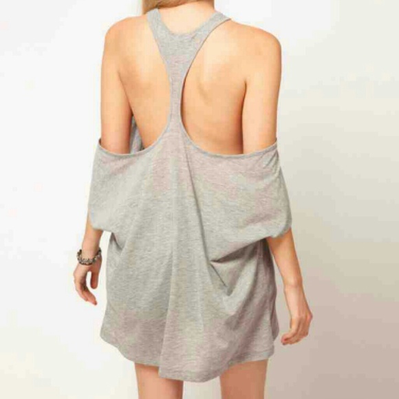 Brand New! Gray off shoulder t-shirt/tank.