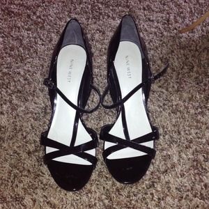 Beautiful strappy Nine West black heels