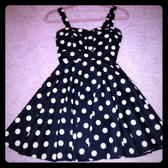 Vintage inspired blue and white polka dot dress!