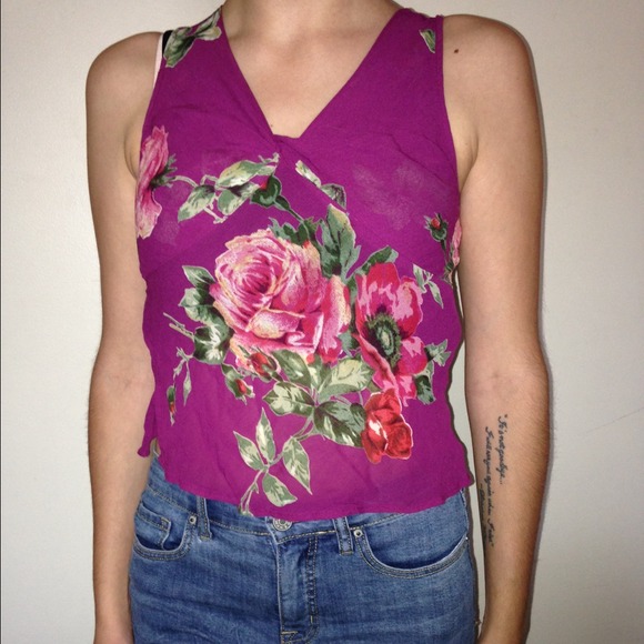 Purple tank top with floral print