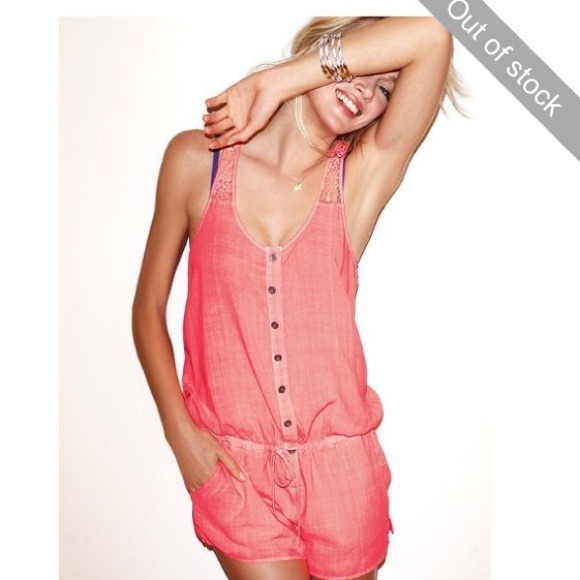 *BLACK* Victoria's Secret PINK Lace Back Romper