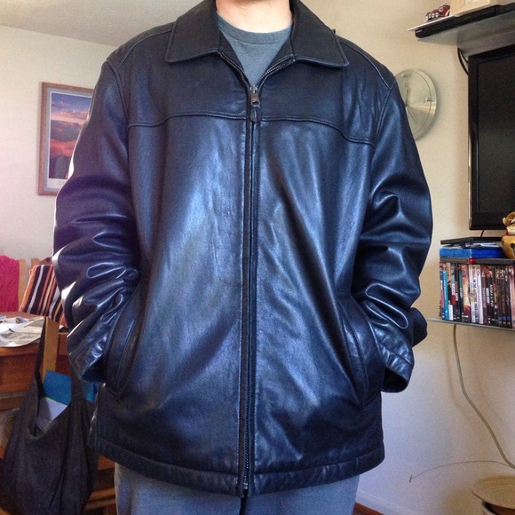 Black leather men's jacket - Picture 1 of 3
